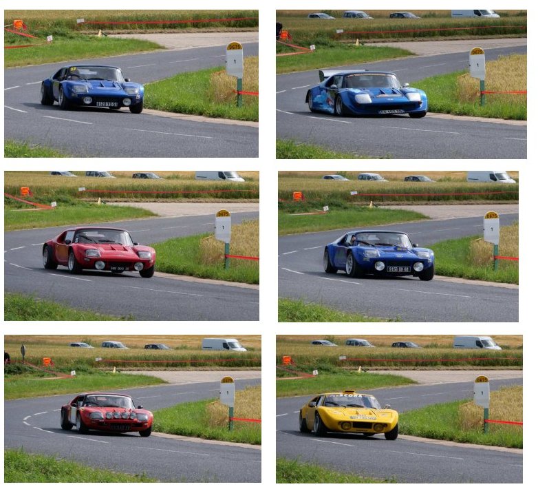 Les 6 autos pr�sentes